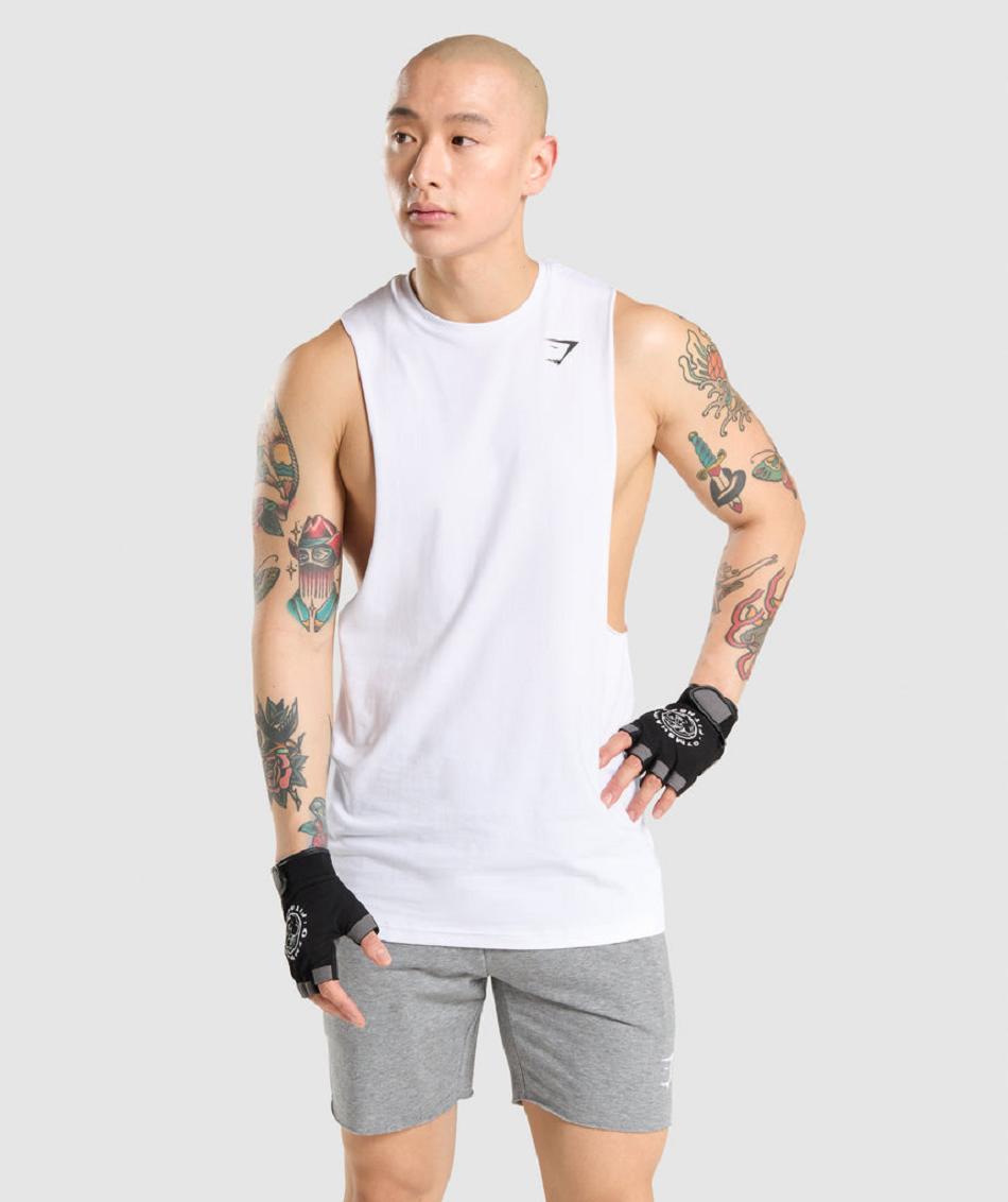 Camiseta Tirantes Gymshark Critical Drop Arm Hombre Blancas | CO 3224MQZ